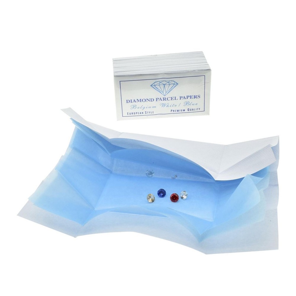 25Pcs White & Blue Universal Parcel Papers Diamond Display Store Protect Stones