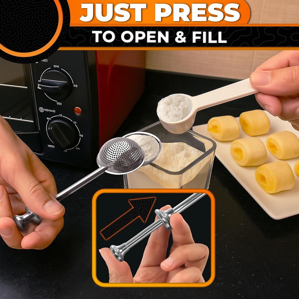 Stainless Steel Flour Duster Tool – 18/8 Baking Shaker for Bread Dusting