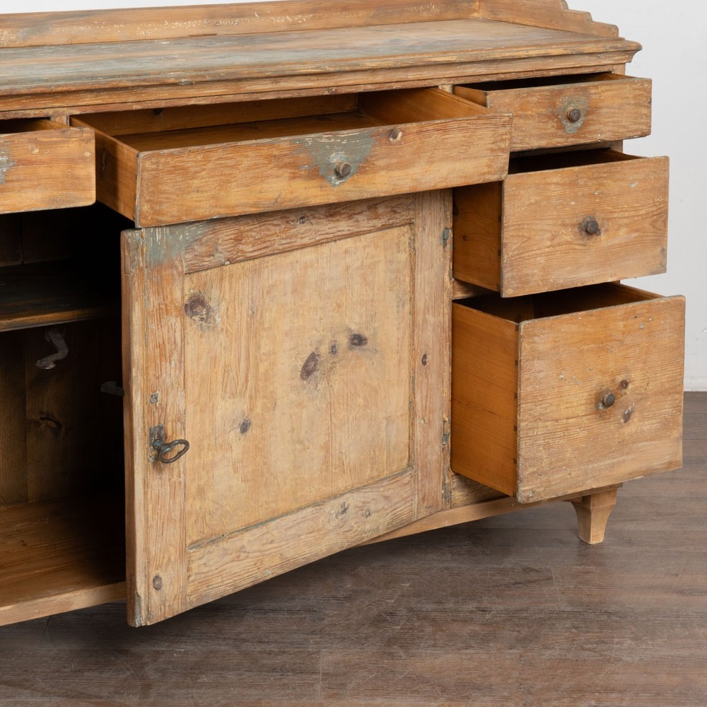 19th Century Swedish Rustic Pine Sideboard Console