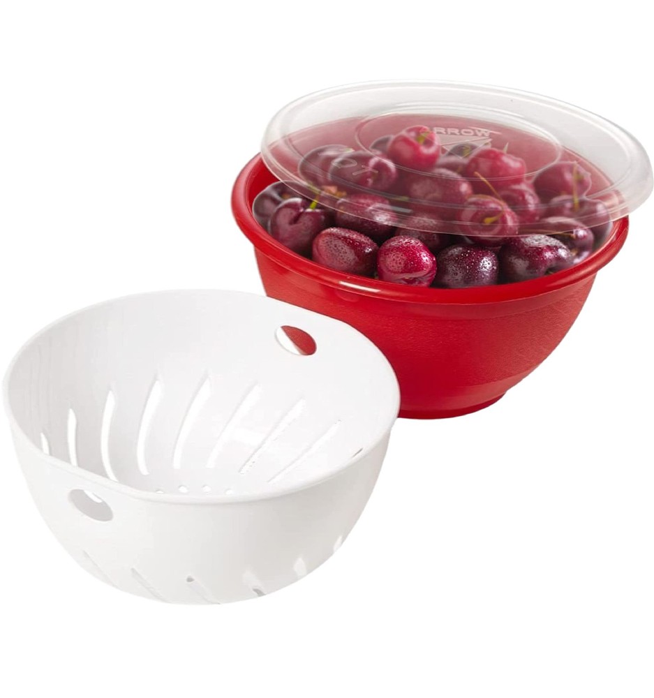 Bowl & Colander Set - Fruit Strainer Container with Lid, Rinse & Serve - Made...
