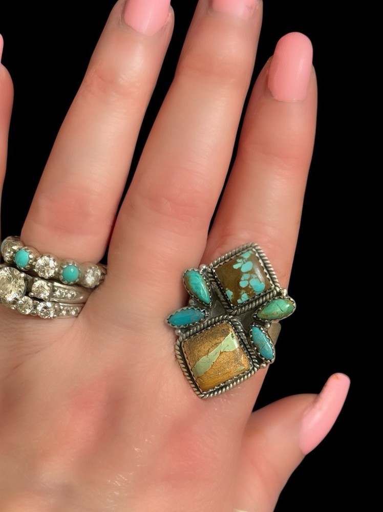 Royston Number 8 Kingman Turquoise Statement Ring Sterling Silver
