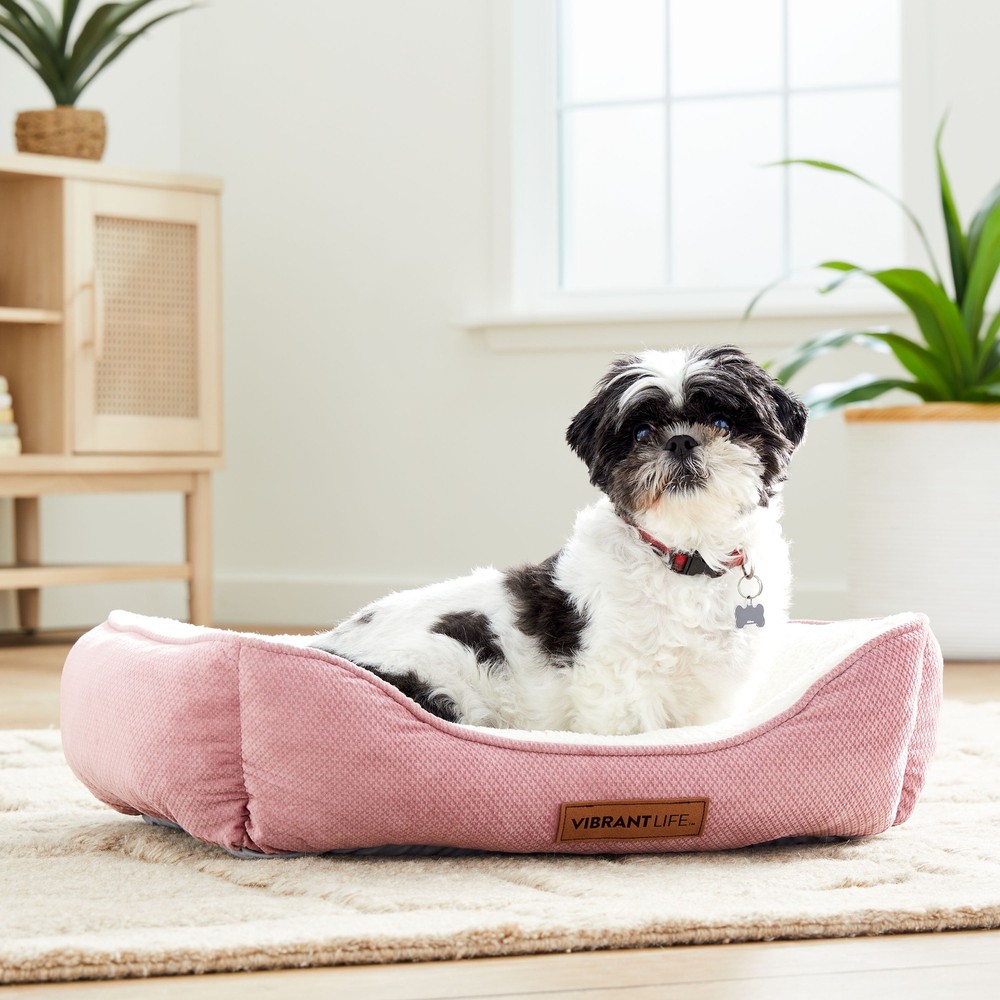 Premium Cuddler Pet Bed, Pink & White, 1 Count