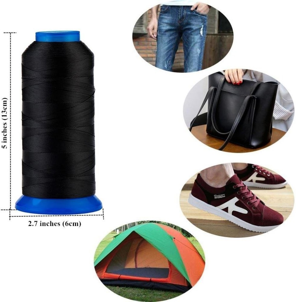 1500 Yards Black Polyester Thread for Upholstery and Outdoor Projects