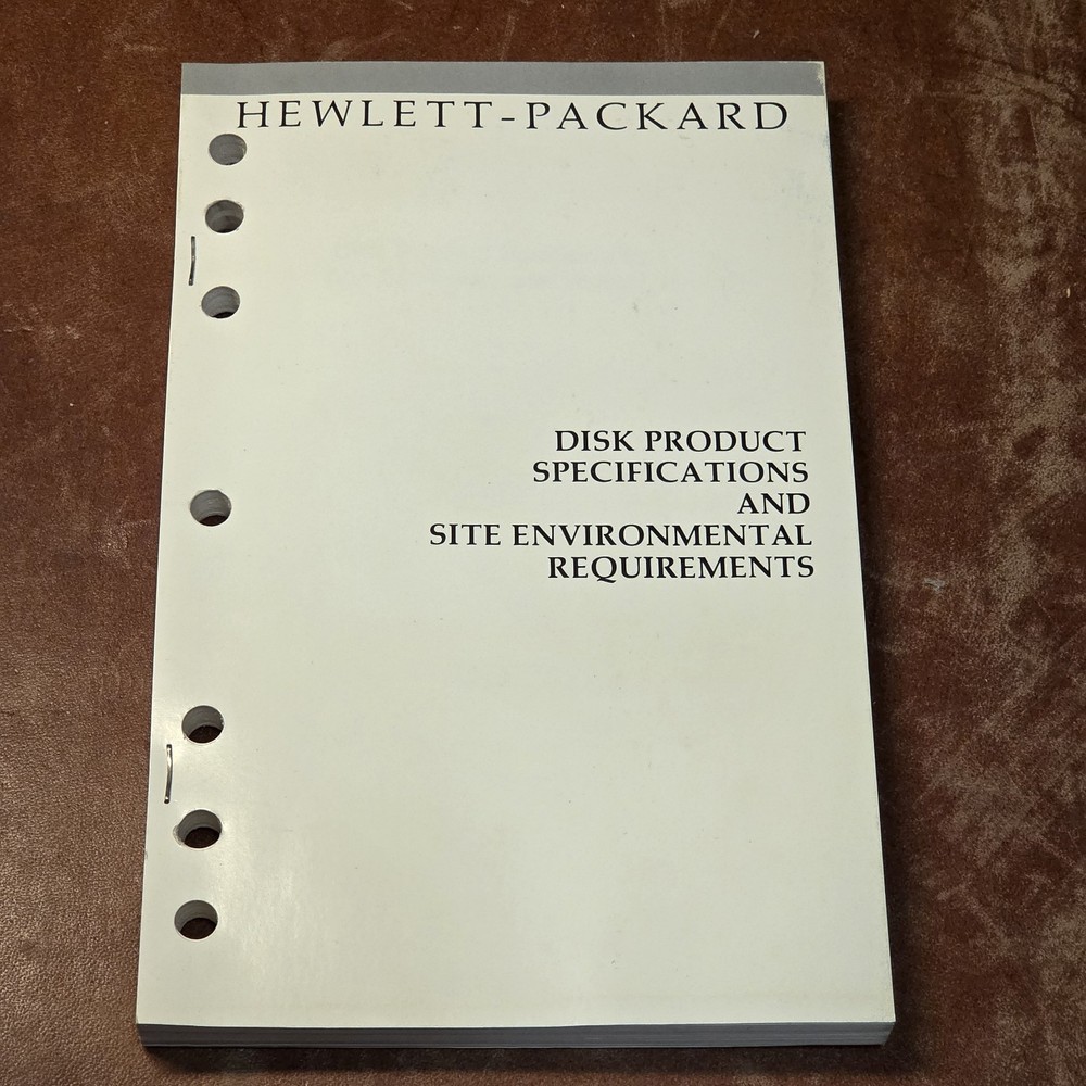 1989 HP Disk Product Specifications and Site Environmental Requirements Manual