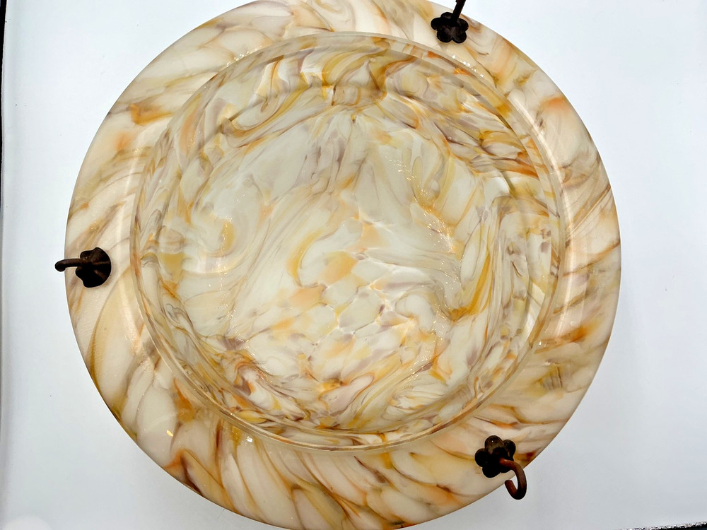 Art Deco 1930s Ceiling Plaffonier Flycatcher Shade white & butterscotch
