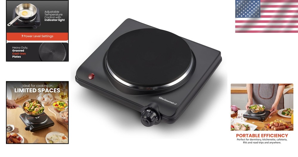 Portable Single Burner Electric Hot Plate with Adjustable Temperature Control