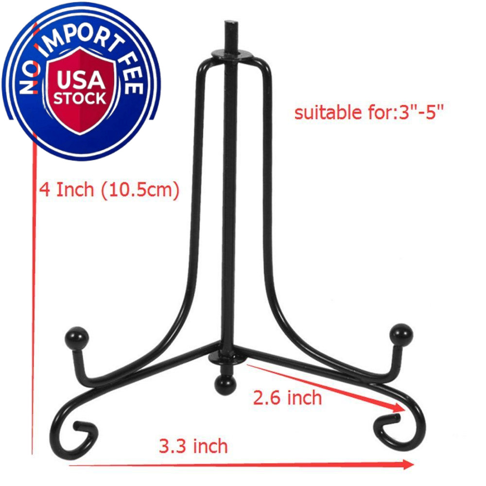 (2 pack) Iron Display Stand, Black Easel Plate 4 inch(2 pack),