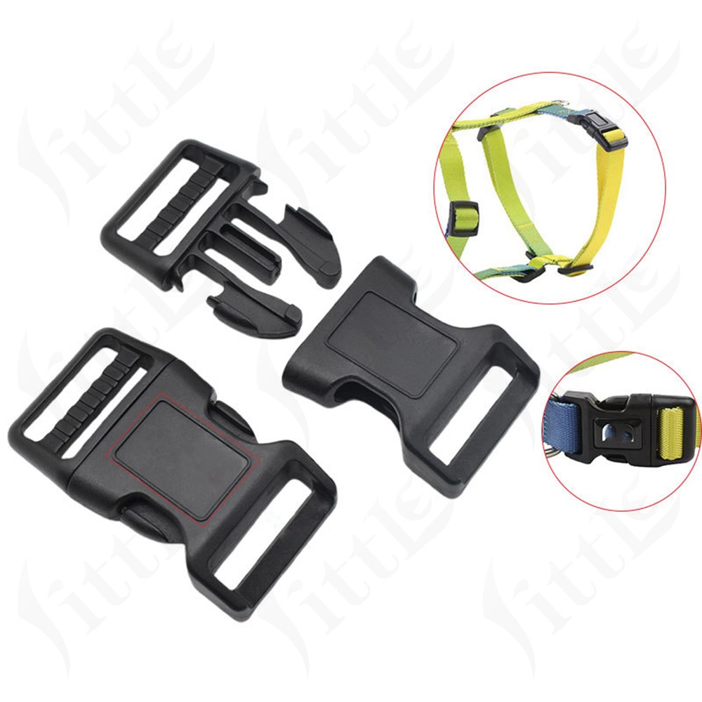 Black Plastic Webbing Strap Backpack Buckle Side Release for Pet Traction Rope