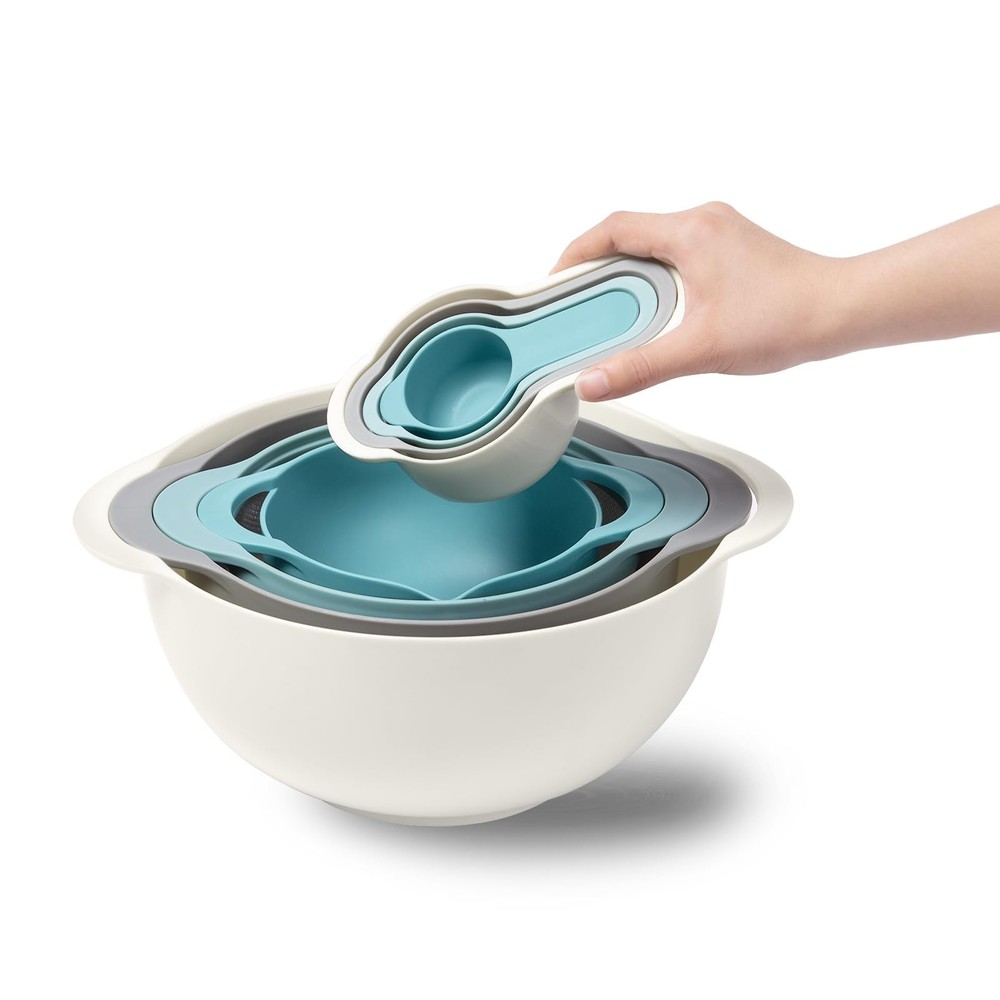 Mixing Bowls for Kitchen, 13 Piece Plastic Nesting Bowls Set Includes 2 Mixin...