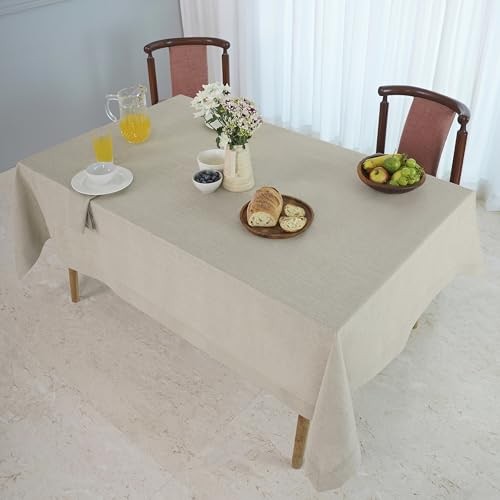 Natural Linen Tablecloth 60 x 156 Inch - 156" x 60" (Rectangular) 02 - Natural
