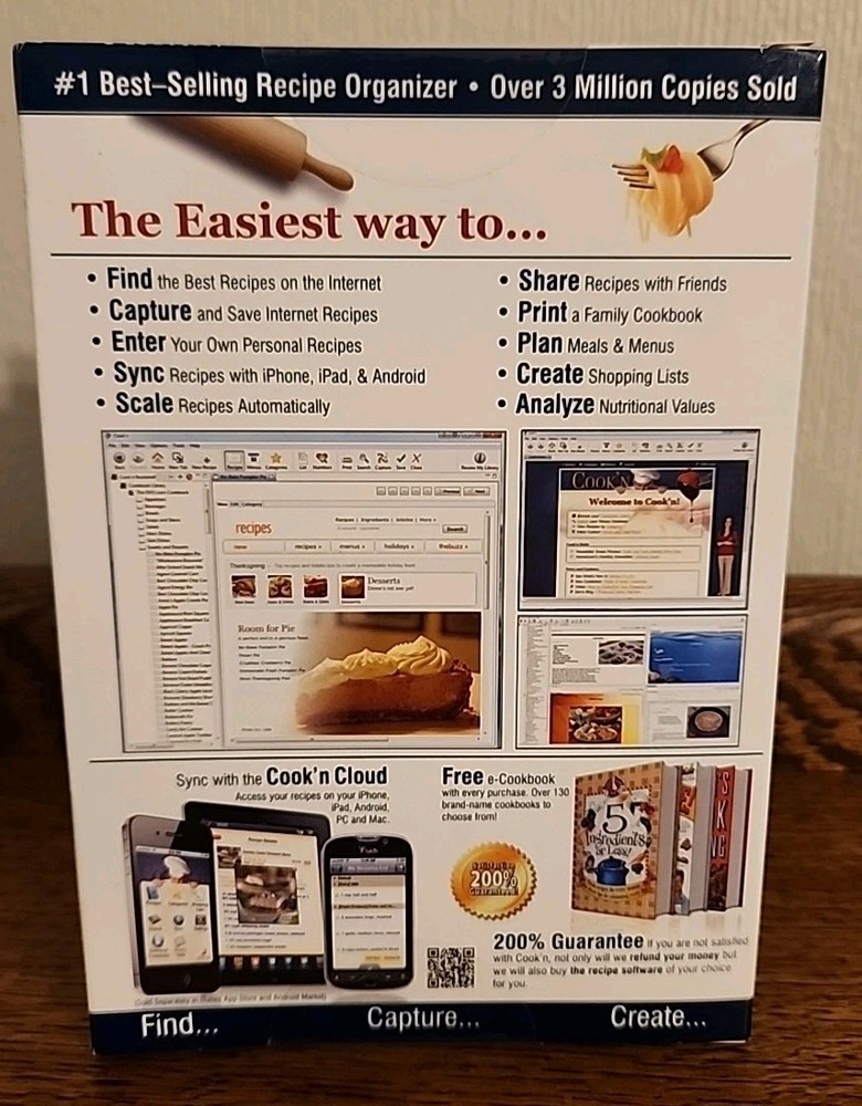 Cook'n Recipe Organizer Version 10 PC & Mac Software CD Internet Recipes