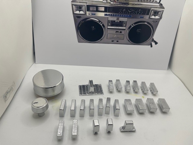 Ghetto blaster/JVC M70/ Replica Knobs sliders & levers/Update True Chrome