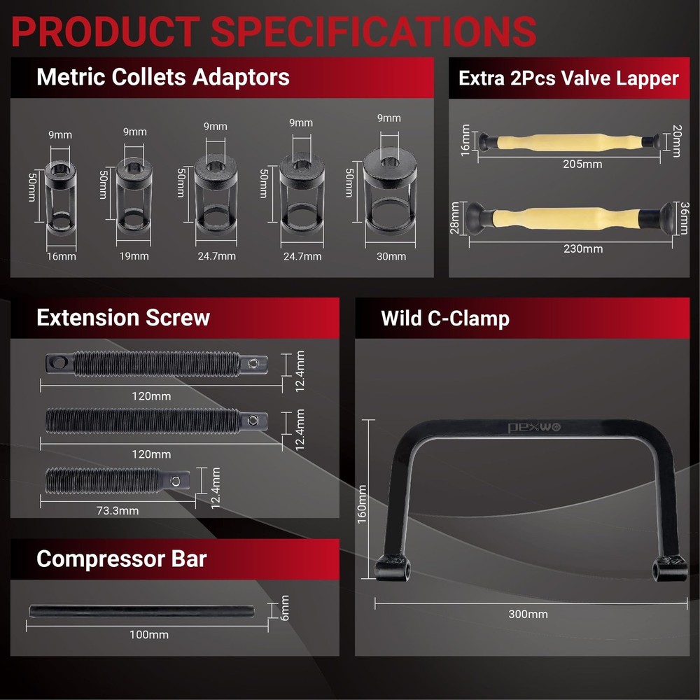 Valve Spring Compressor Set, 10-Piece Valve Spring Removal Tool & 2-Piece Val...