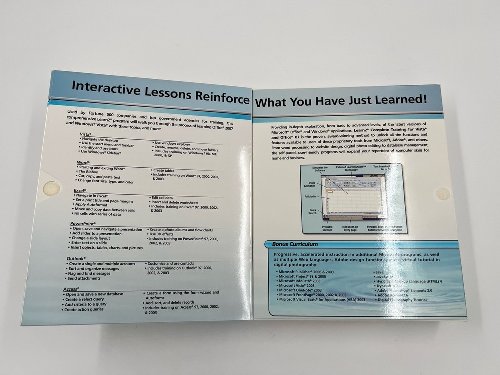 Training Complete For Microsoft Office 2007 & Windows Vista CD-ROM PC Software