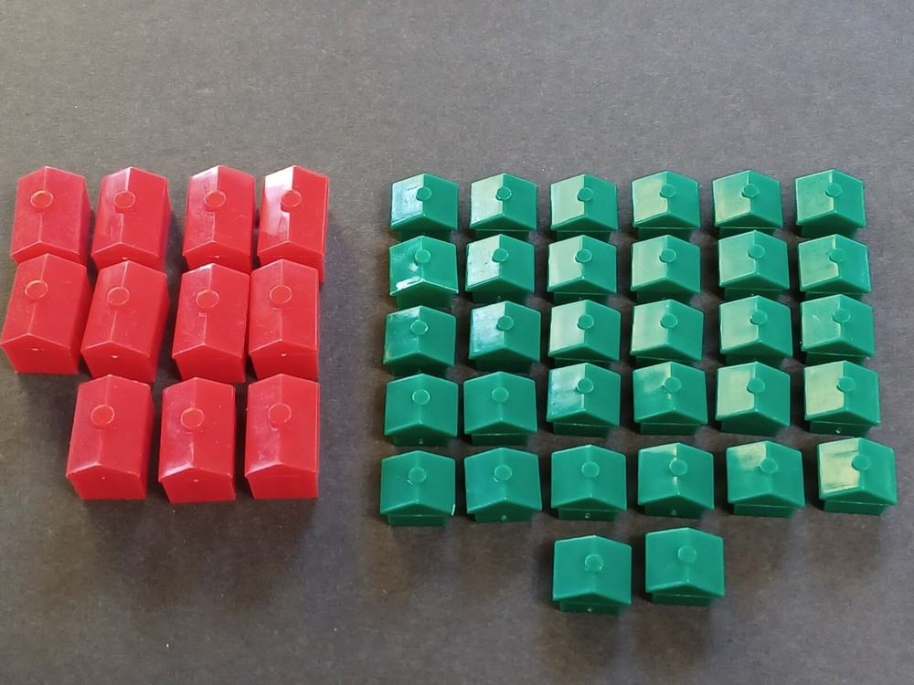 Monopoly Replacement Pieces 32 House's 11 Hotels