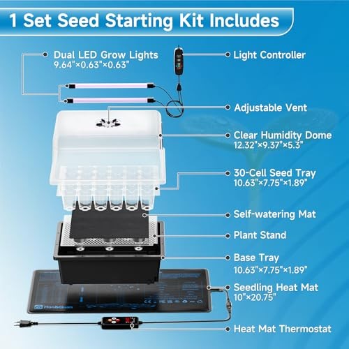 2 Pack Seed Starting Kit - 30 Cell Seed Starter Tray Germination Kit 2 Pack
