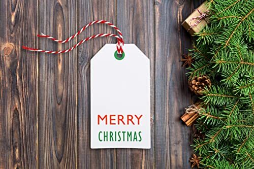 Christmas Gift Tags - 25-Pack - Festive Kraft Tags with Red & White Baker's