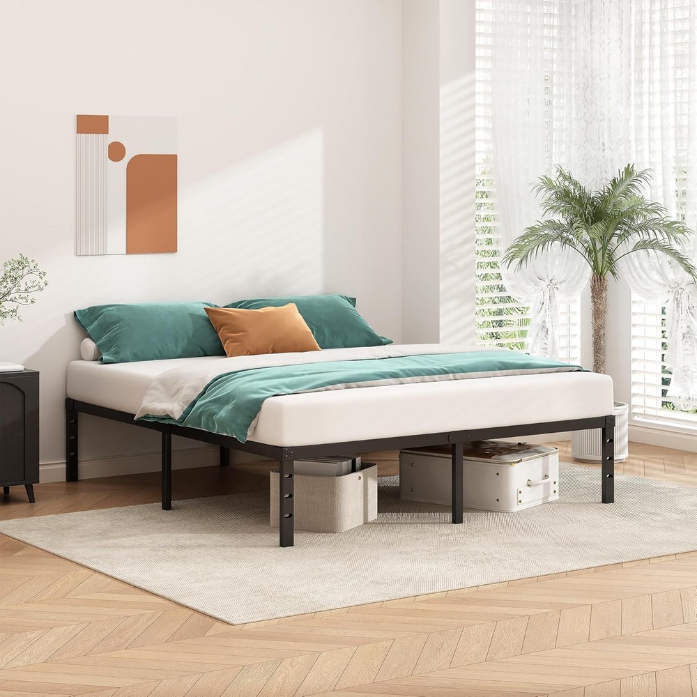 Metal Platform Bed Frame 18 Inch Tall,No Box Spring Needed,Full Size Bed W/