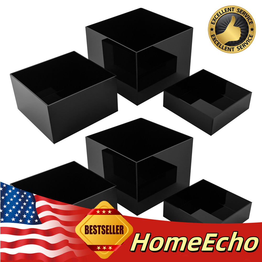 6 Pcs Acrylic Display Risers Acrylic Boxes Acrylic Display Nesting Cubes Black