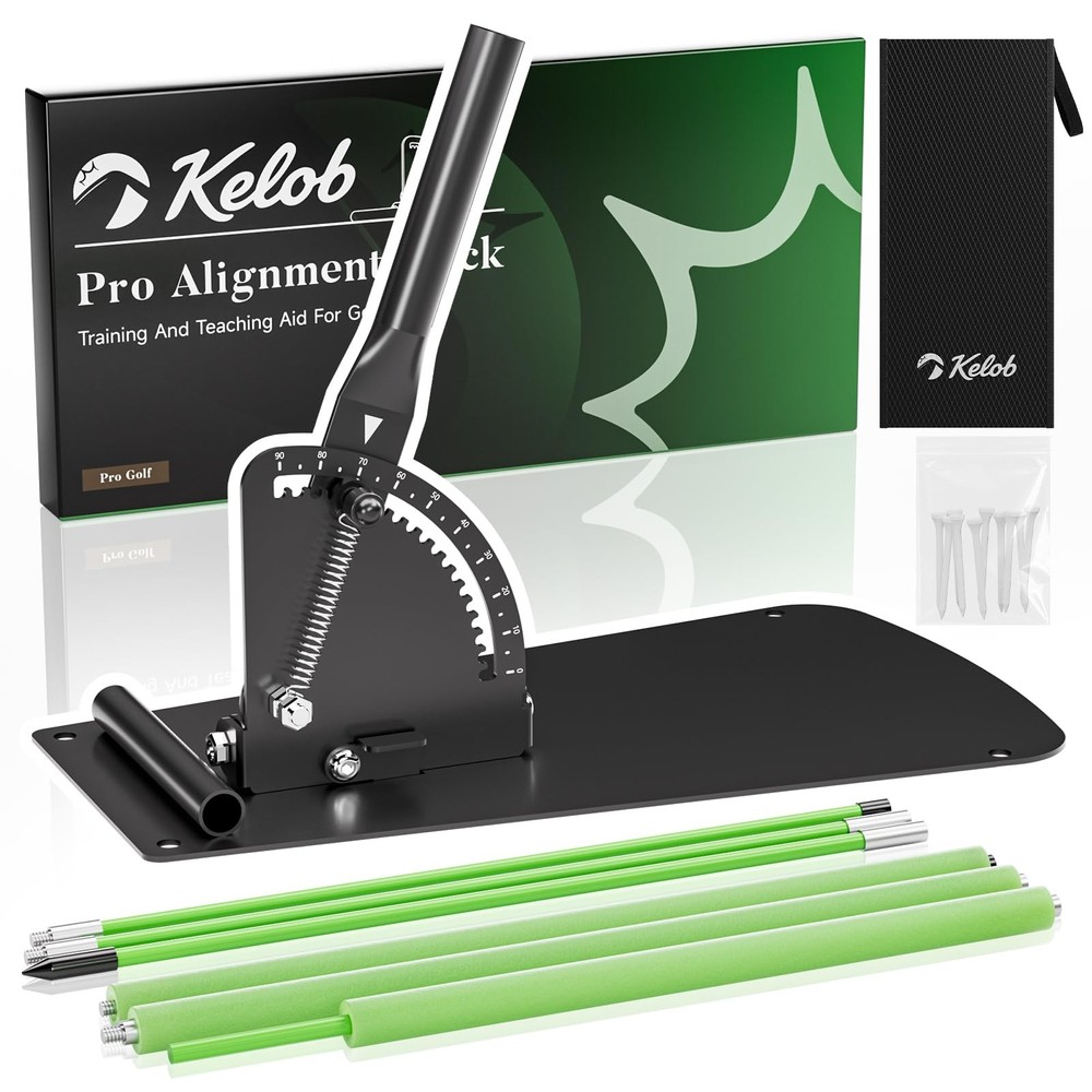 [Upgraded] Golf Alignment Sticks Holder with Angle Adjustment, Metal Base, De...