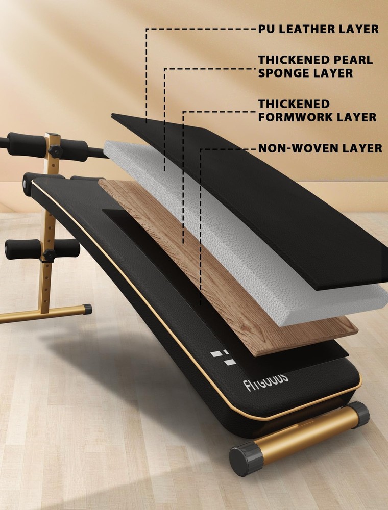 Sit Up Bench, Adjustable Workout Bench for Ab Exercise, Curved Incline/Declin...