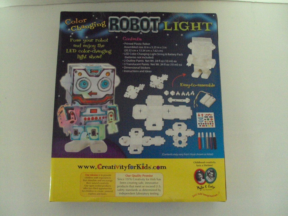 Creativity For Kids LED Color Changing Robot Light Construct, Decorate, Light Up