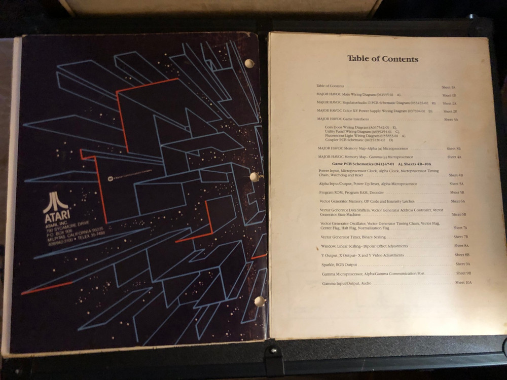 ATARI MAJOR HAVOC OPERATION MANUALS ORIGINAL ARCADE