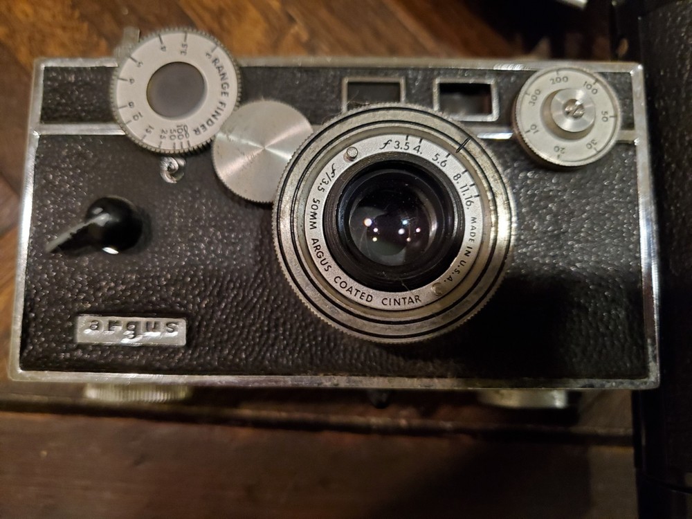 Vintage Argus C3 Camera with 2-Prong Flash Attachment