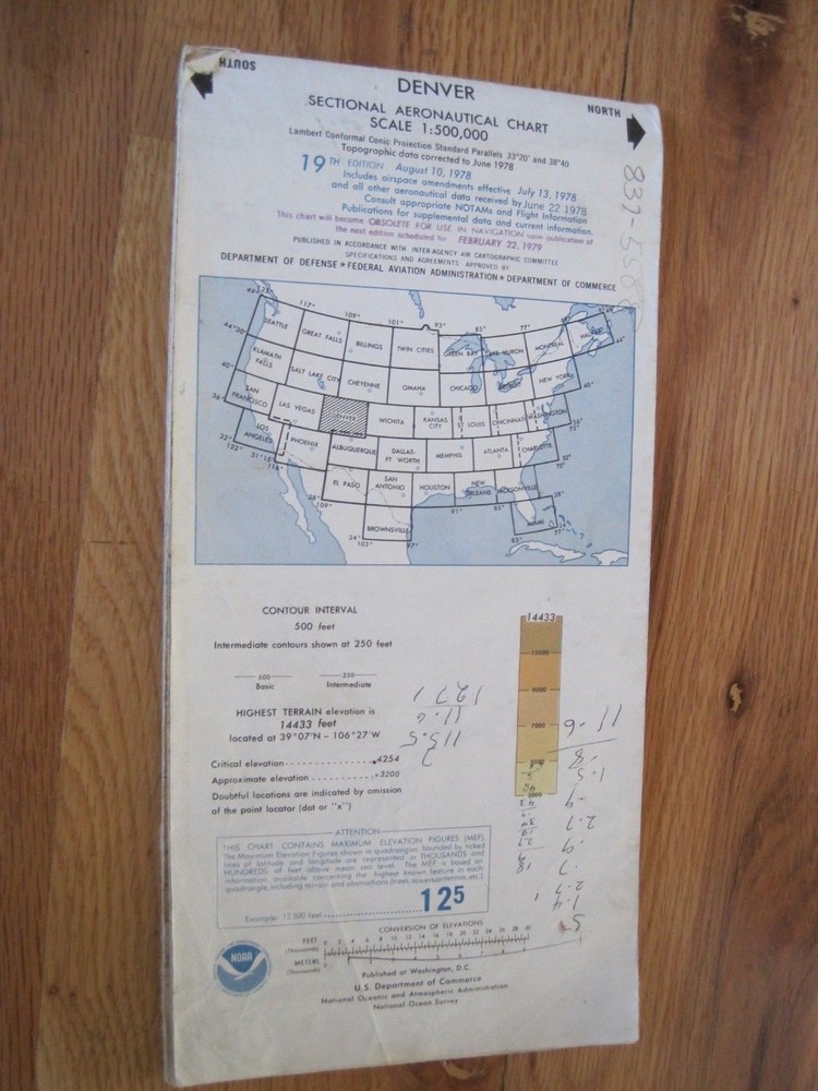 Aeronautical Chart Denver 1978 Vintage