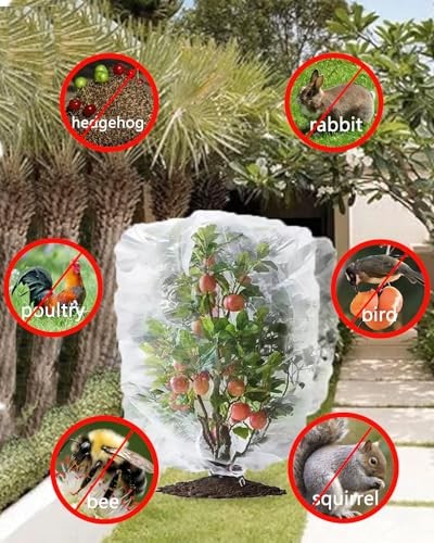 Pack Fruit Tree Netting with Zipper & Drawstring Reusable 2.6 x 3.2 Ft 4