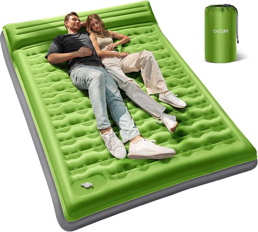 Sleeping Pad for Camping, 6" Extra-Thick Reinforced Camping Sleeping Pad with Pi