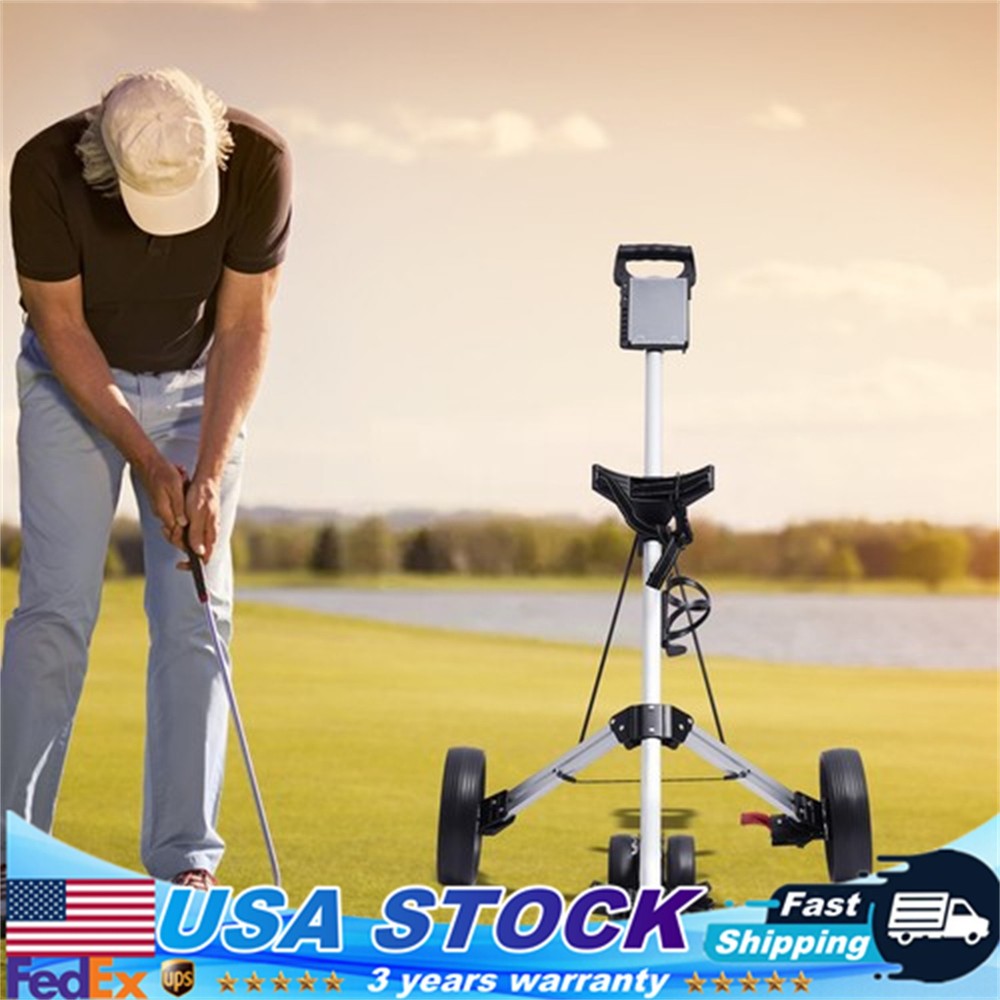 3-Wheel Golf Push Pull Cart Lightweight Folding Golf Walking Push Cart