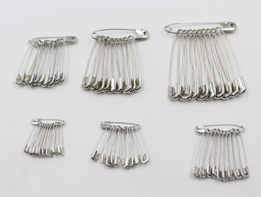 100Pcs Needles Safety Pins Silver Assorted Size Small Medium Large Sewing Craft