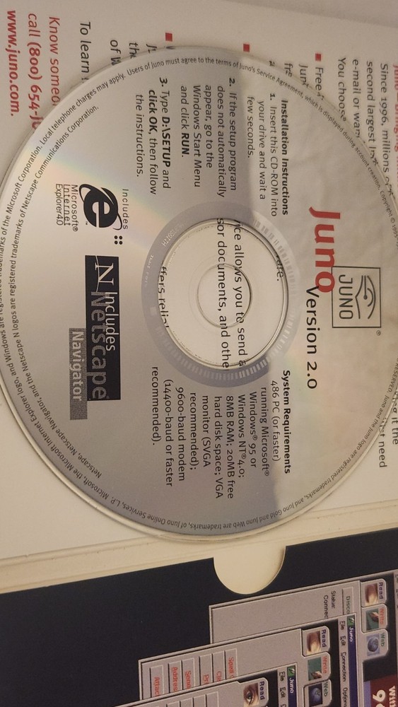 2 Vtg Juno Software Program v2.0 Disc Rare Black Shipper Includes Netscape 1 NEW