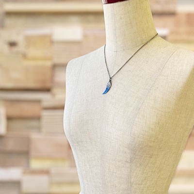 AQUA SILVER Feather Pendant