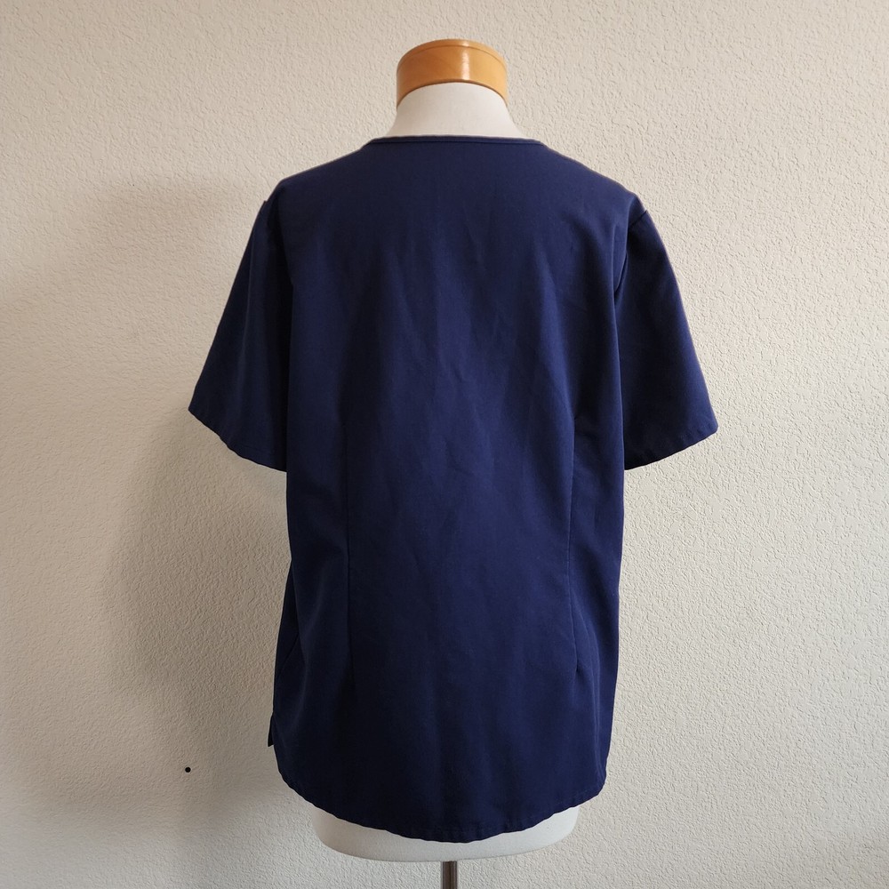 Figs Casma Three-Pocket Scrub Top Navy Blue V Neck Technical Collection XL