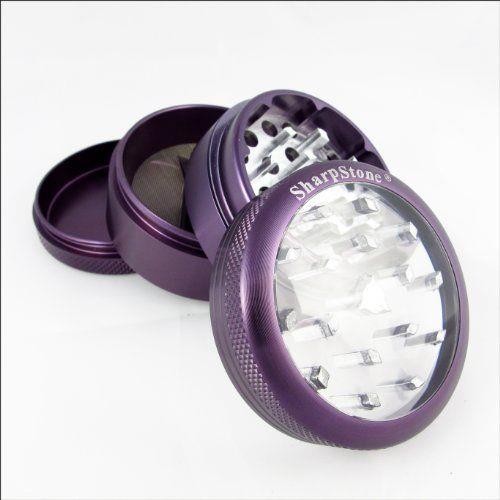 SharpStone CLEAR TOP 4 Piece MEDIUM 2.2” Herb / Spice Grinder PURPLE AUTHENTIC