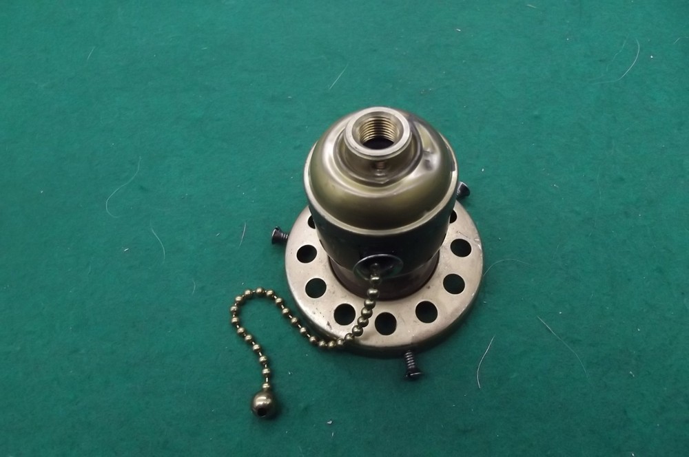 Antique Lamp Socket & Fetter. 2 1/2" Fetter, New socket switch
