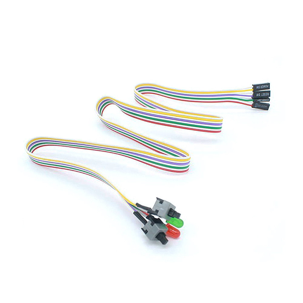 ATX PC Compute Motherboard Power Cable 2 Switch On/Off/Reset with LED Light