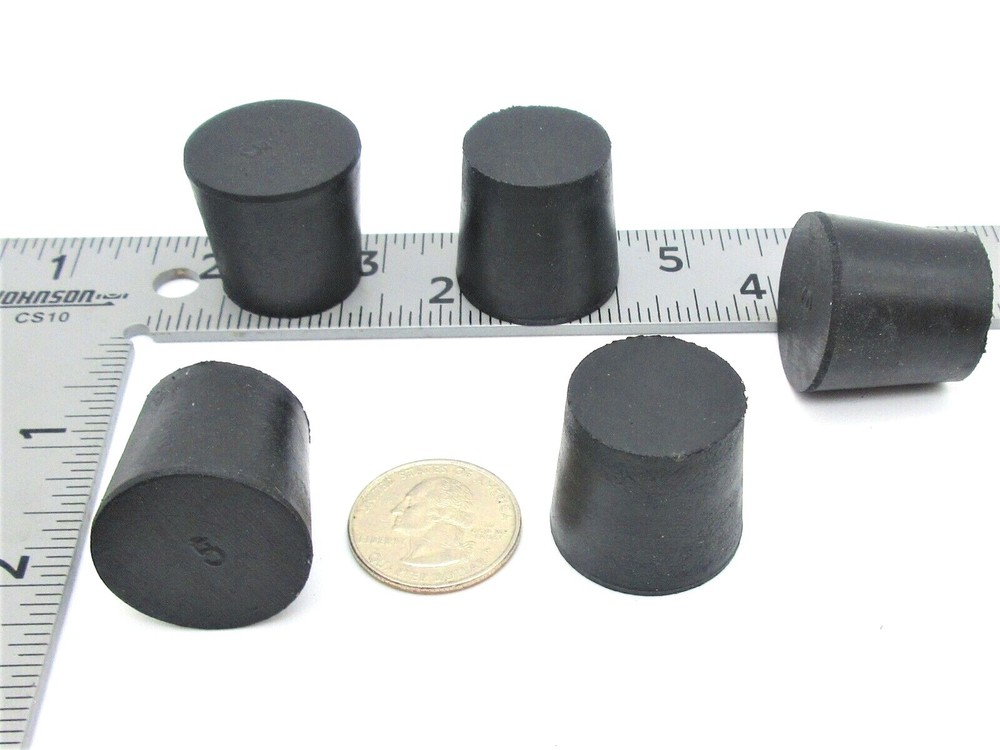 1" Solid Black Rubber Stoppers Tapered Plug Rubber Cork Fits 1" ID