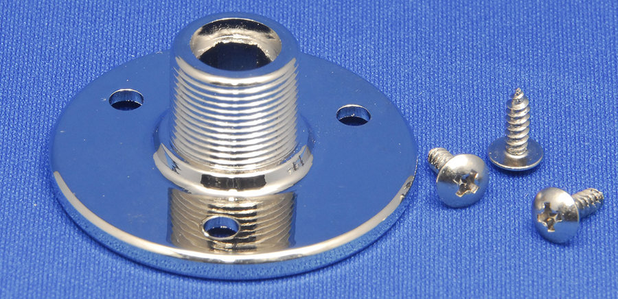 CHROME Threaded Microphone Table/Surface Mount Flange - 5/8"-27 Male Thread