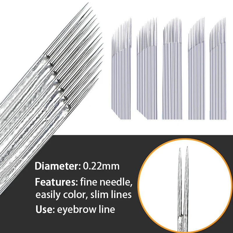 Microblading Needles 1/2/3 Rows Permanent Makeup Tattoo Needle Blade for Eyebrow