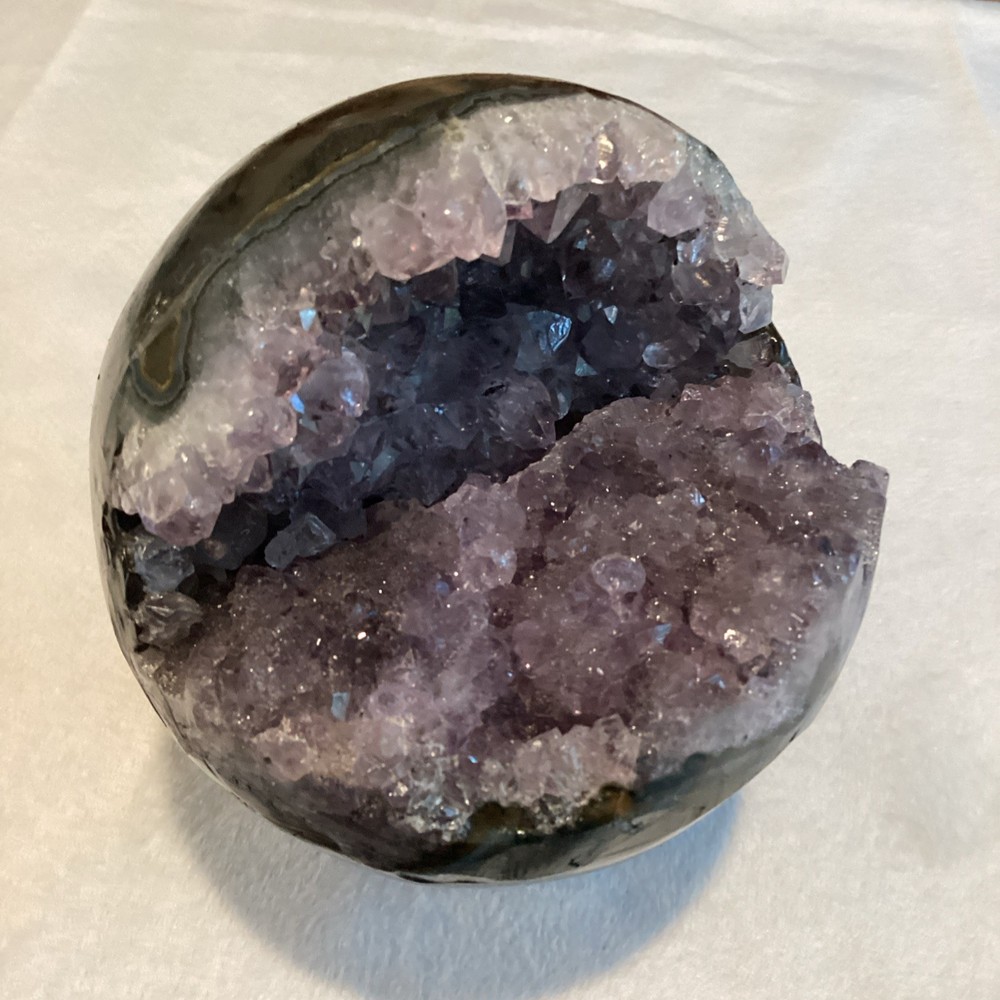 Pac-Man Amethyst Geode Crystal Polished Sphere2.73 lbs for Display