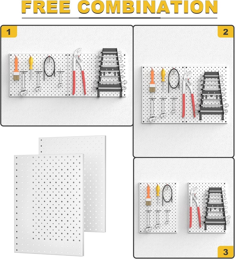 Versatile Gray Pegboard Wall Panels - Rust-Resistant with Easy Installation