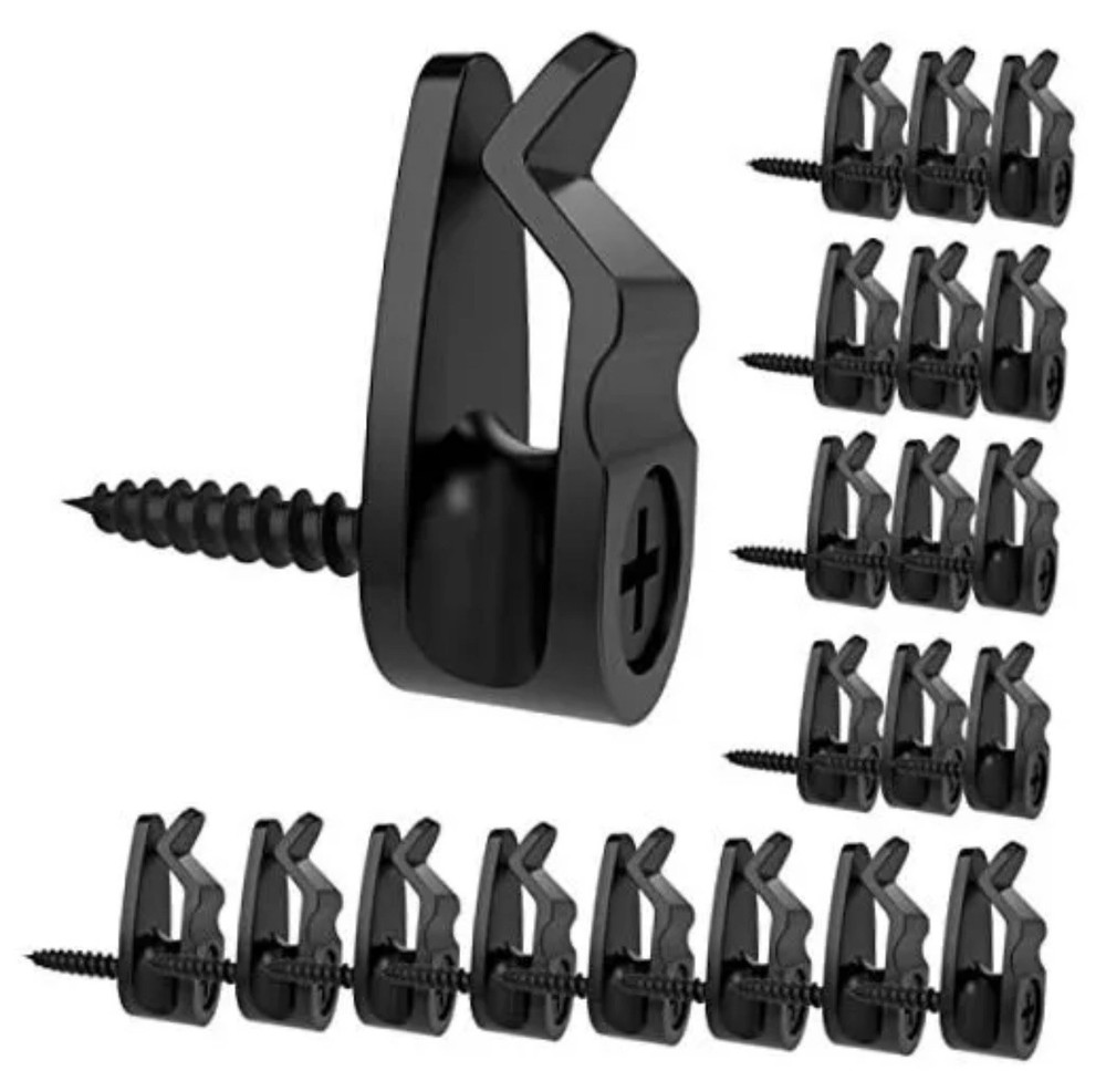 String Light Hanger Hooks,Screw in Hooks for Hanging Christmas Big-Black (50 pc)