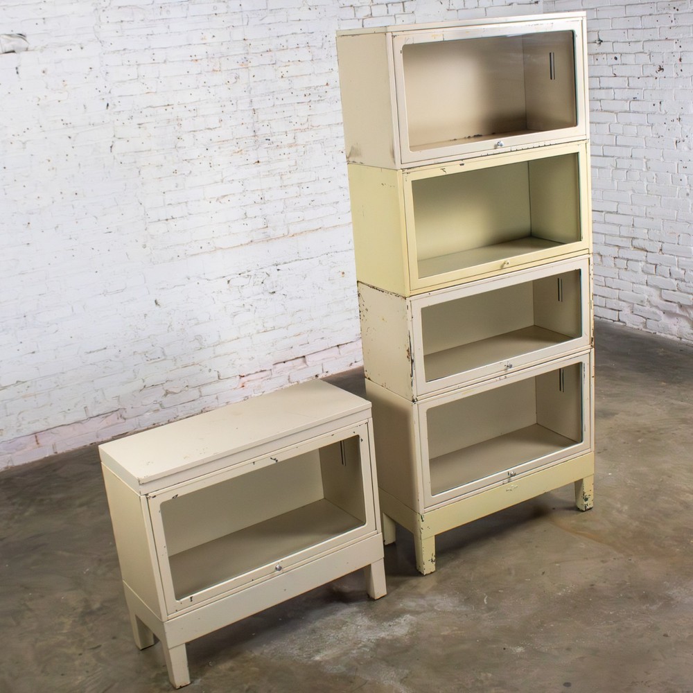 Industrial Rustic Pair Modular Stacking Barrister Bookcase by Globe-Wernicke