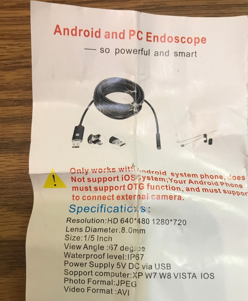 Android and PC Endoscope Inspection Camera- Windows