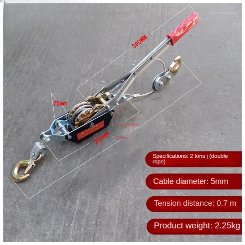 3 Ton Hand Puller Heavy Duty Winch Pull Hoist Come Along Cable 3 Hooks 2 Gear