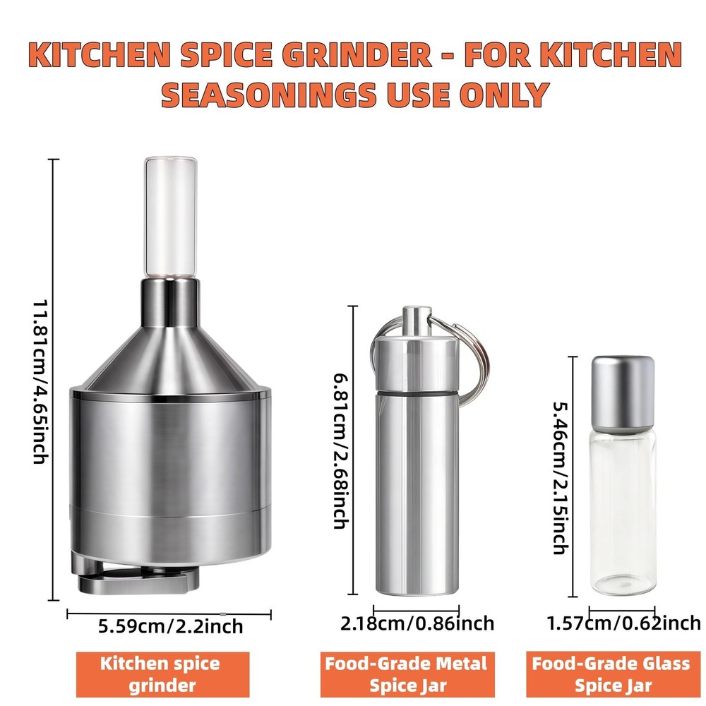 Silver Spice Grinder - Manual Spice Grinder for Home Kitchen Use