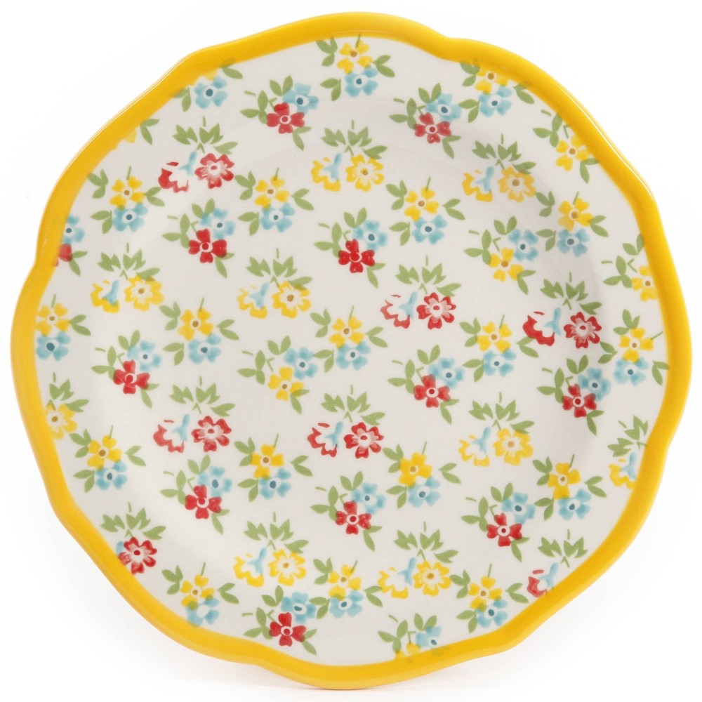 Timeless Floral & Retro Dot 12-Piece Dinnerware Set Multicolor
